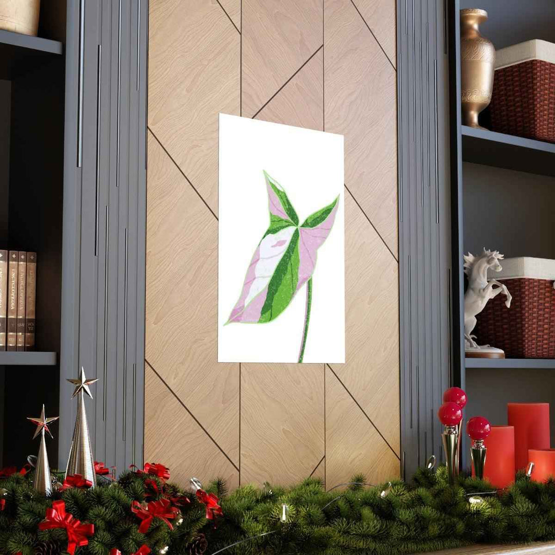 Syngonium Tricolor Print – Botanical Wall Art | Variegated Leaf Poster Unframed - The Potted Pixel