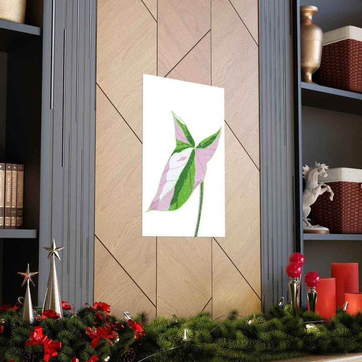 Syngonium Tricolor Print – Botanical Wall Art | Variegated Leaf Poster Unframed - The Potted Pixel