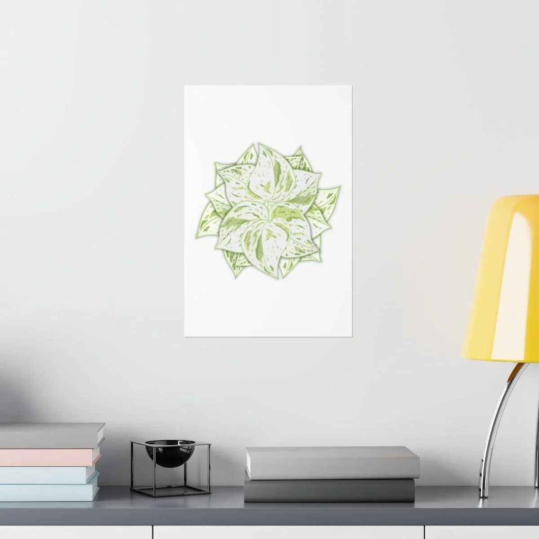 Snow Queen Pothos Print – Variegated Pothos Art on Museum Grade Paper Unframed - The Potted Pixel