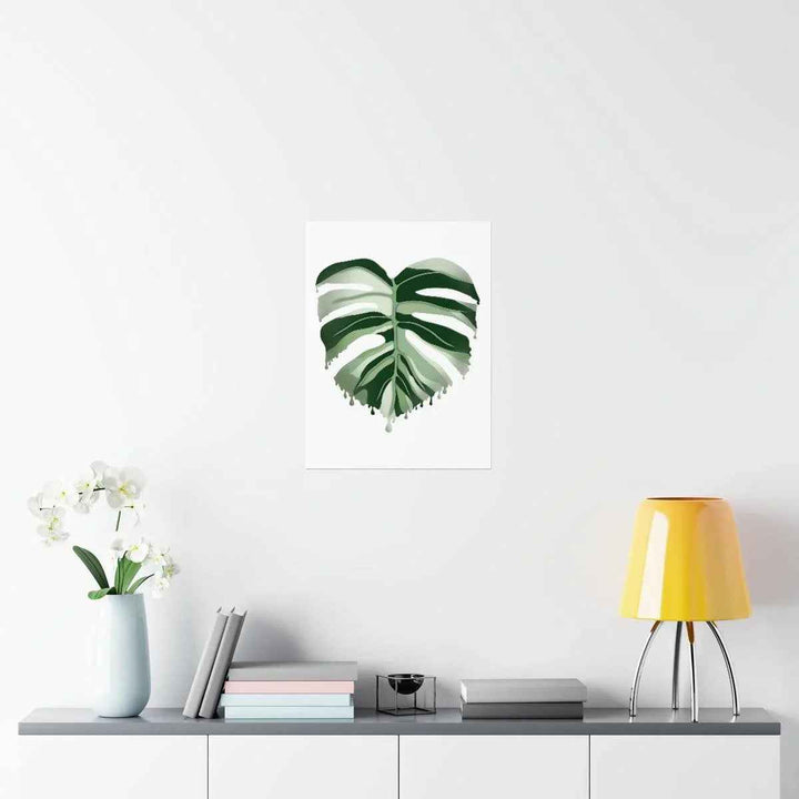Melting Monstera Albo Print - Fine Art Poster | Botanical Wall Art on Matte Paper Unframed
