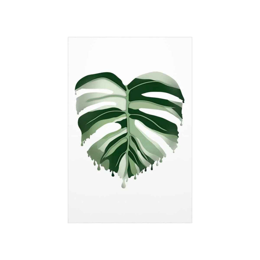 Melting Monstera Albo Print - Fine Art Poster | Botanical Wall Art on Matte Paper Unframed