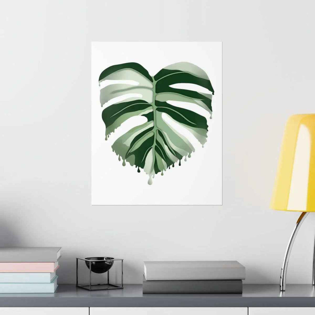 Melting Monstera Albo Print - Fine Art Poster | Botanical Wall Art on Matte Paper Unframed