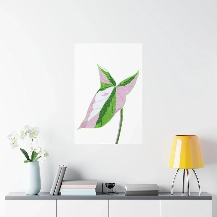 Syngonium Tricolor Print – Botanical Wall Art | Variegated Leaf Poster Unframed - The Potted Pixel
