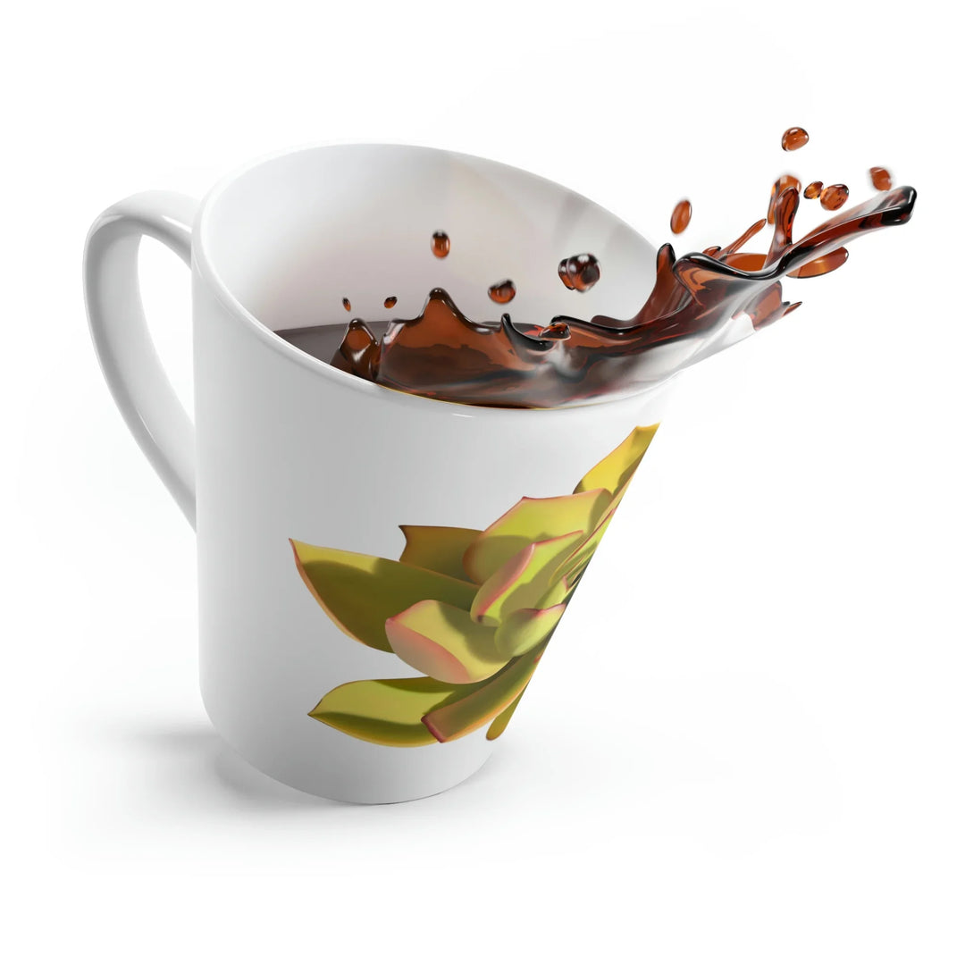 Noble Aeonium Ceramic Coffee Mug 12 Oz With Succulent Design White Glossy Finish