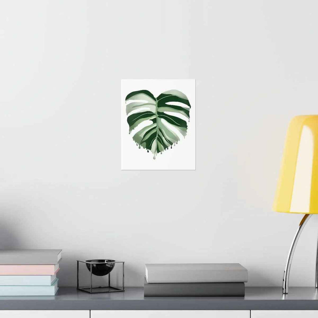 Melting Monstera Albo Print - Fine Art Poster | Botanical Wall Art on Matte Paper Unframed