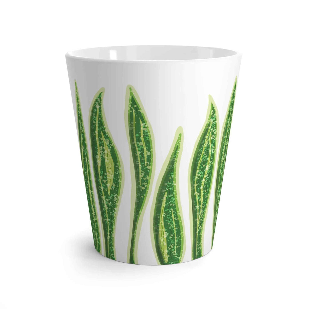 Snake Plant Latte Mug - Durable 12oz Ceramic Coffee Cup With Easy Grip Handle - The Potted Pixel