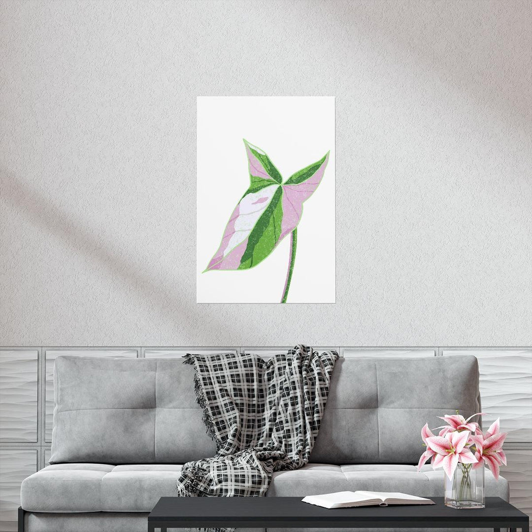 Syngonium Tricolor Print – Botanical Wall Art | Variegated Leaf Poster Unframed - The Potted Pixel