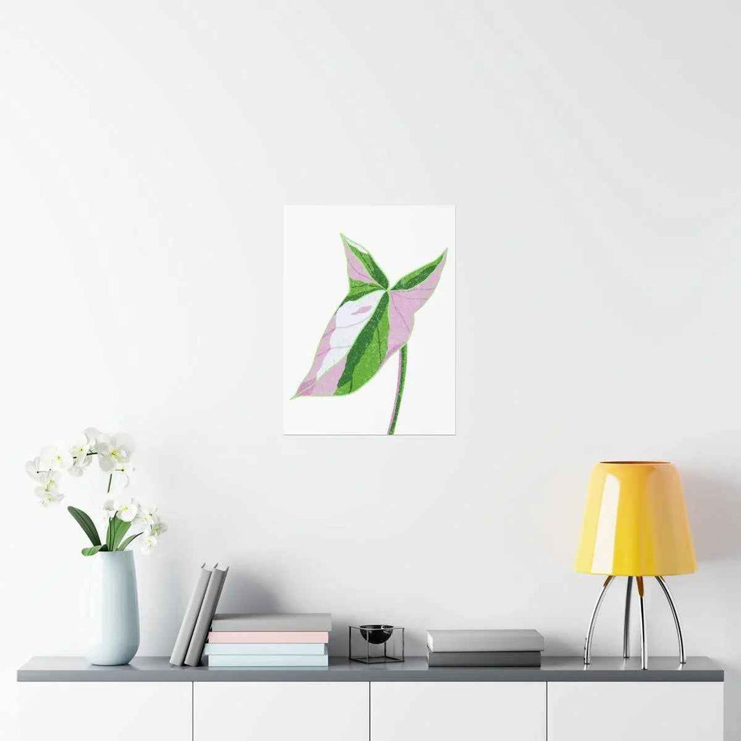 Syngonium Tricolor Print – Botanical Wall Art | Variegated Leaf Poster Unframed - The Potted Pixel