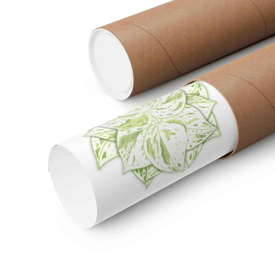 Snow Queen Pothos Print – Variegated Pothos Art on Museum Grade Paper Unframed - The Potted Pixel