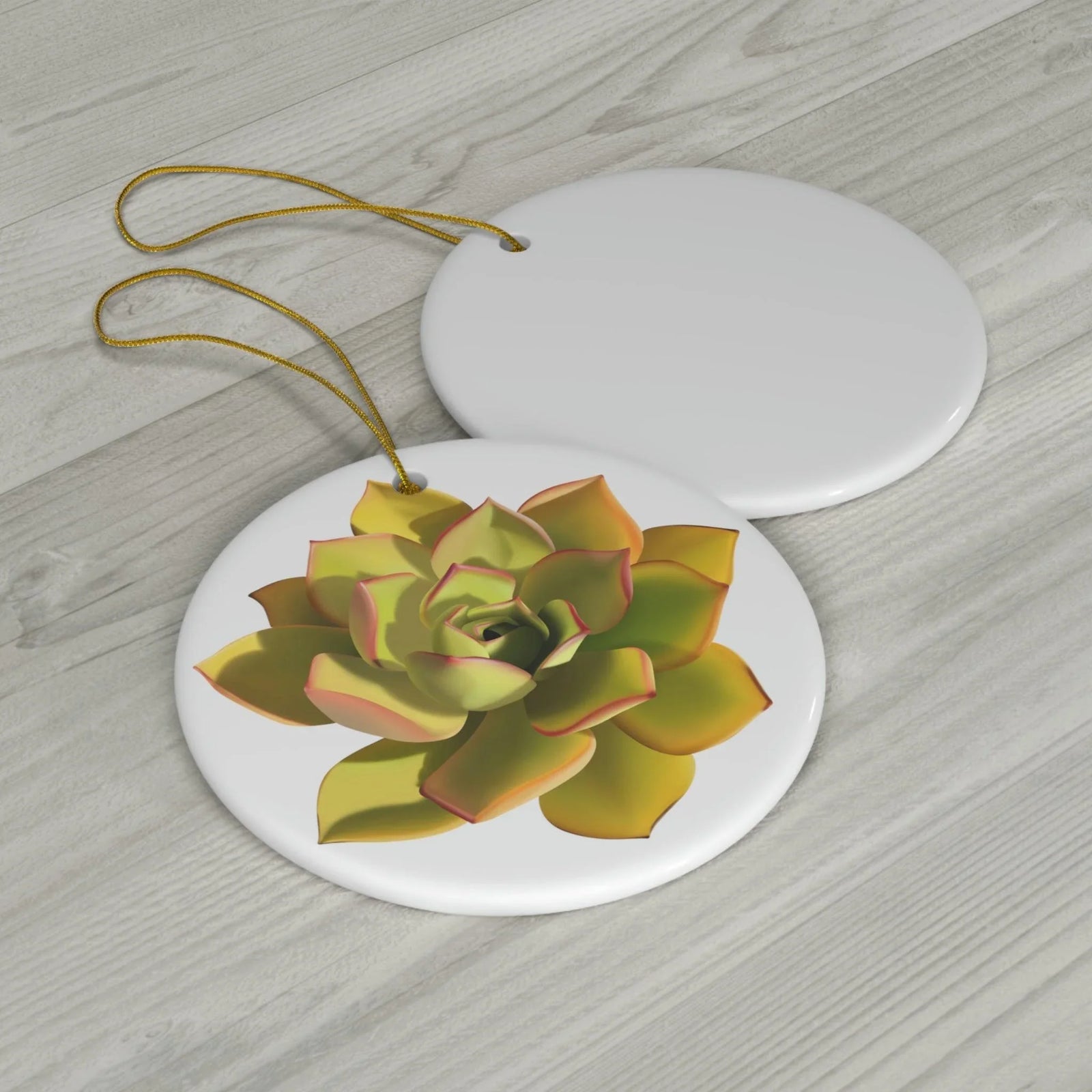 Noble Aeonium Succulent Ceramic Ornament, Home Decor, Printify, Ceramic, Christmas, Glossy, Holiday Picks, Home & Living, ornament, Ornaments, Seasonal Decorations, Laura Christine Photography & Design, laurachristinedesign.com
