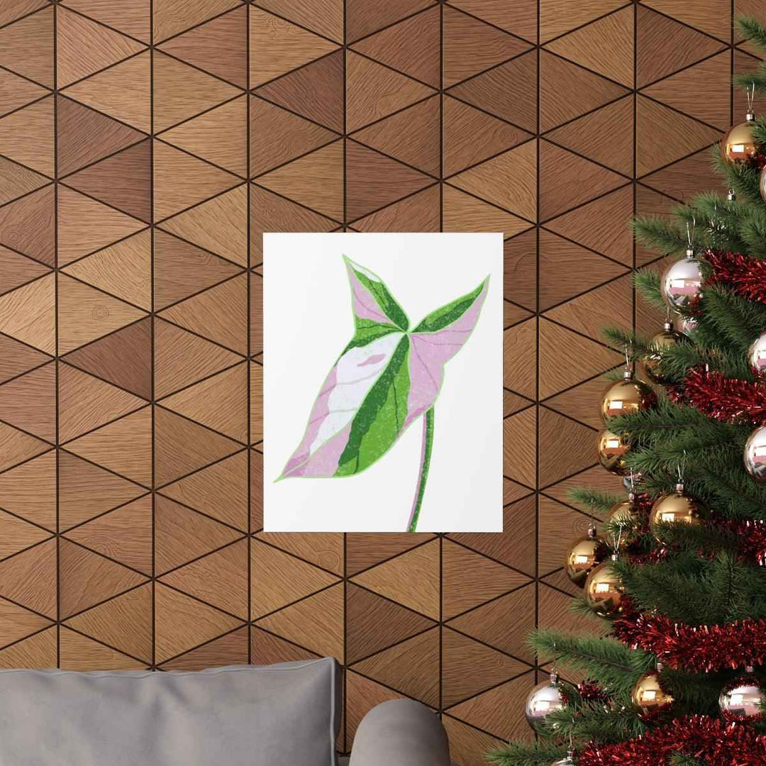 Syngonium Tricolor Print – Botanical Wall Art | Variegated Leaf Poster Unframed - The Potted Pixel